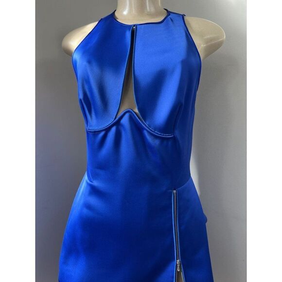 DION LEE Cobalt Blue Radius Poly Cutout Sleeveless Sheath Mini Dress Siz… - Picture 6 of 12